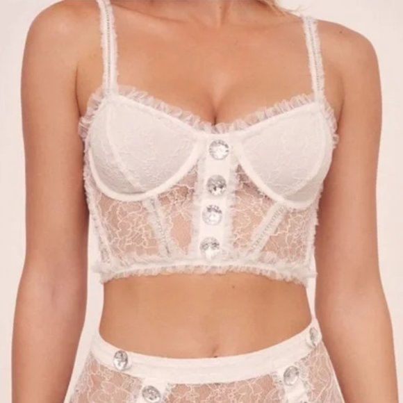 new FOR LOVE AND LEMONS rhinestone stardust corset panty set xs xxs